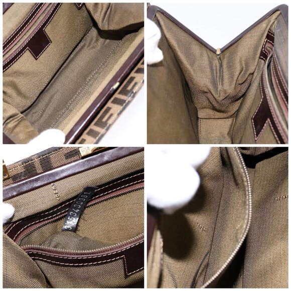 FENDI Zucca Canvas Hand Bag Black Brown Auth 138624 - Picture 15 of 16